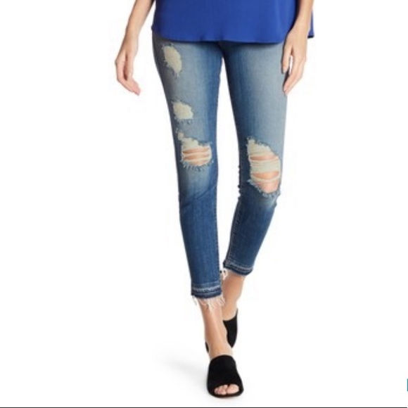 7 For All Mankind Denim - 7FAM Ankle Skinny Jeans w/ Raw Hem